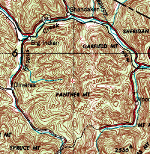 Panther Mountain crater topo map